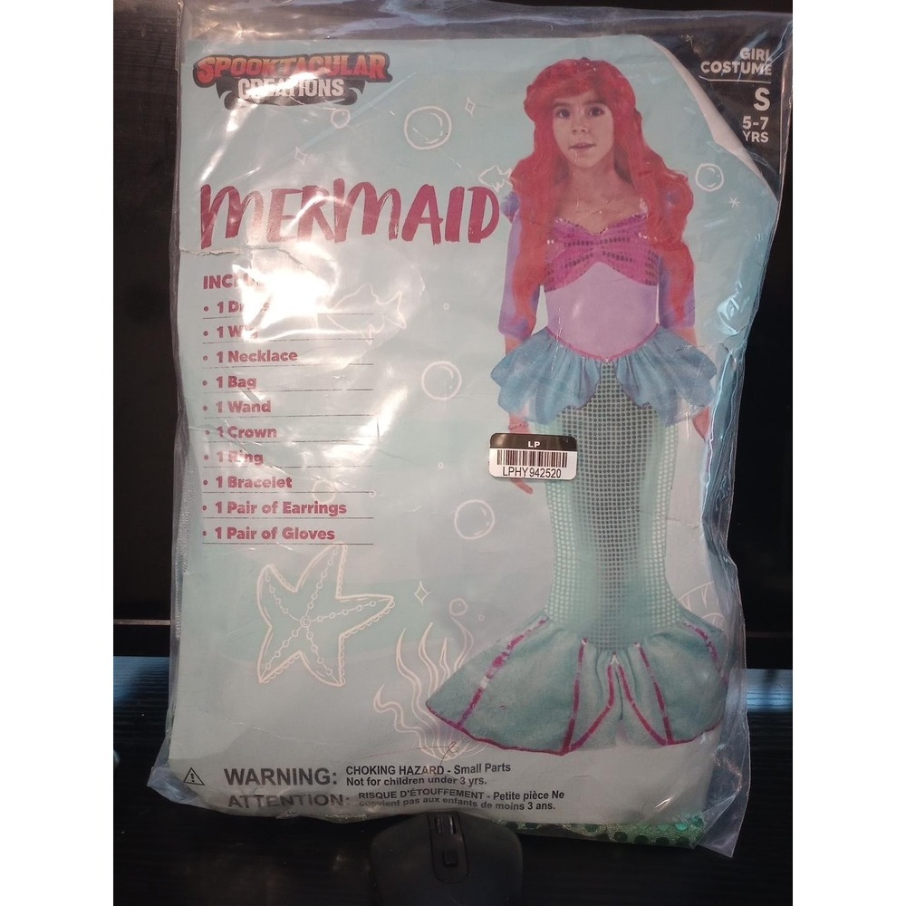Spooktacular Creations‎ Mermaid Costume Girls Small 5-7 Dress Wig Accessories